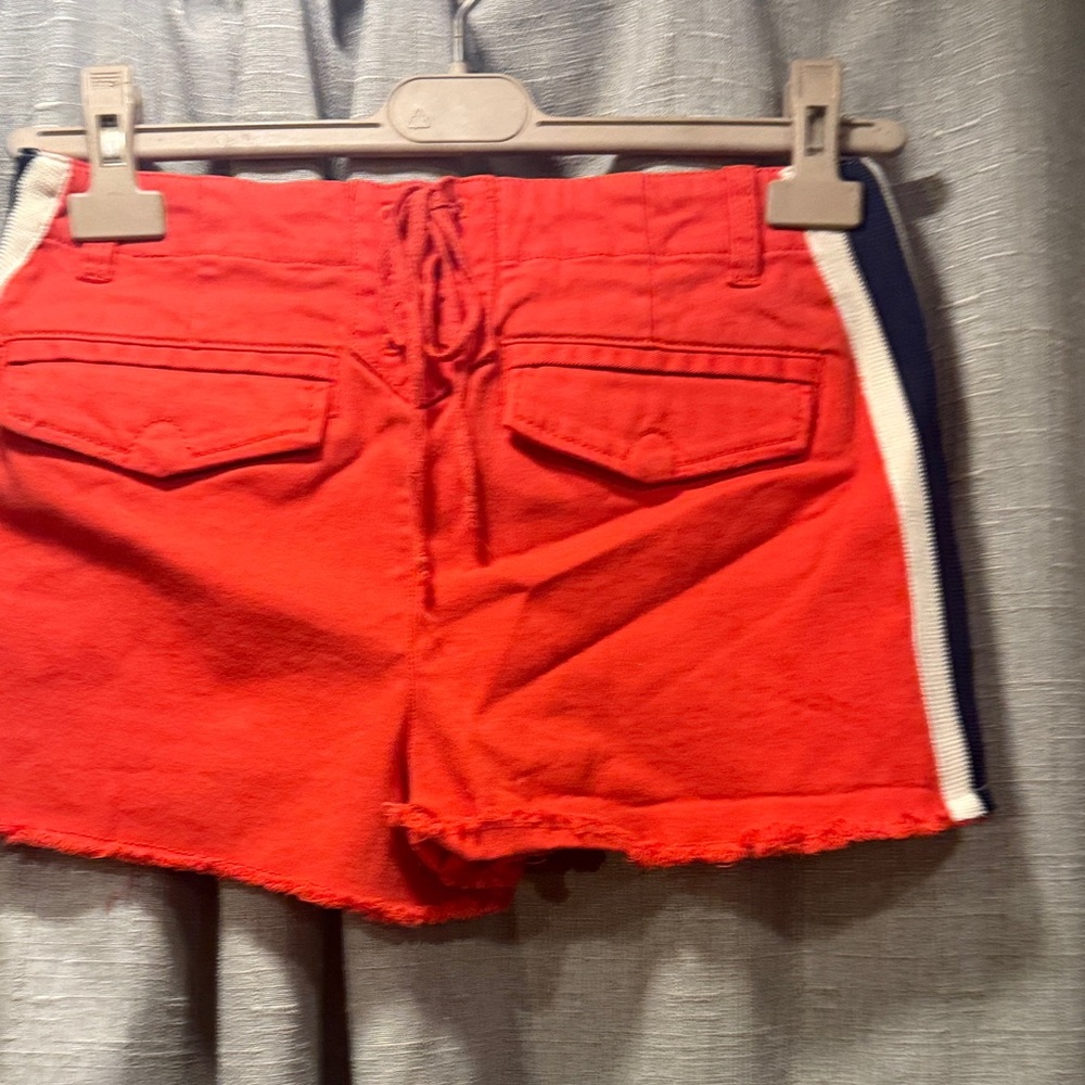 Pam & Gela Red Jean Shorts with Side Stripes 27